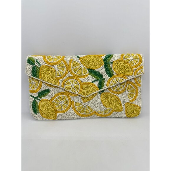 On 34th hand beaded envelope evening clutch - Yellow lemons - Picture 2 of 11